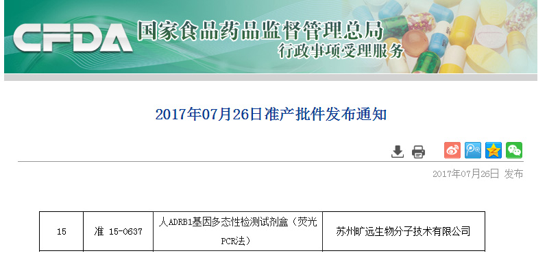 喜讯！苏州旷远生物ADRB1项目喜获Ⅲ类医疗器械注册证!